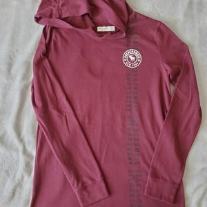 Boys Hooded Abercrombie shirt, Size 13/14yr, Maroon color, Long sleeve shirt